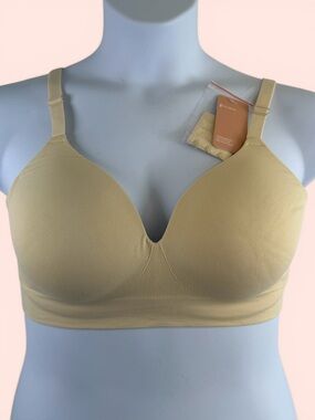 Feelingirl Size M Beige Wireless Push-Up Seamless Comfort Full Coverage Bra